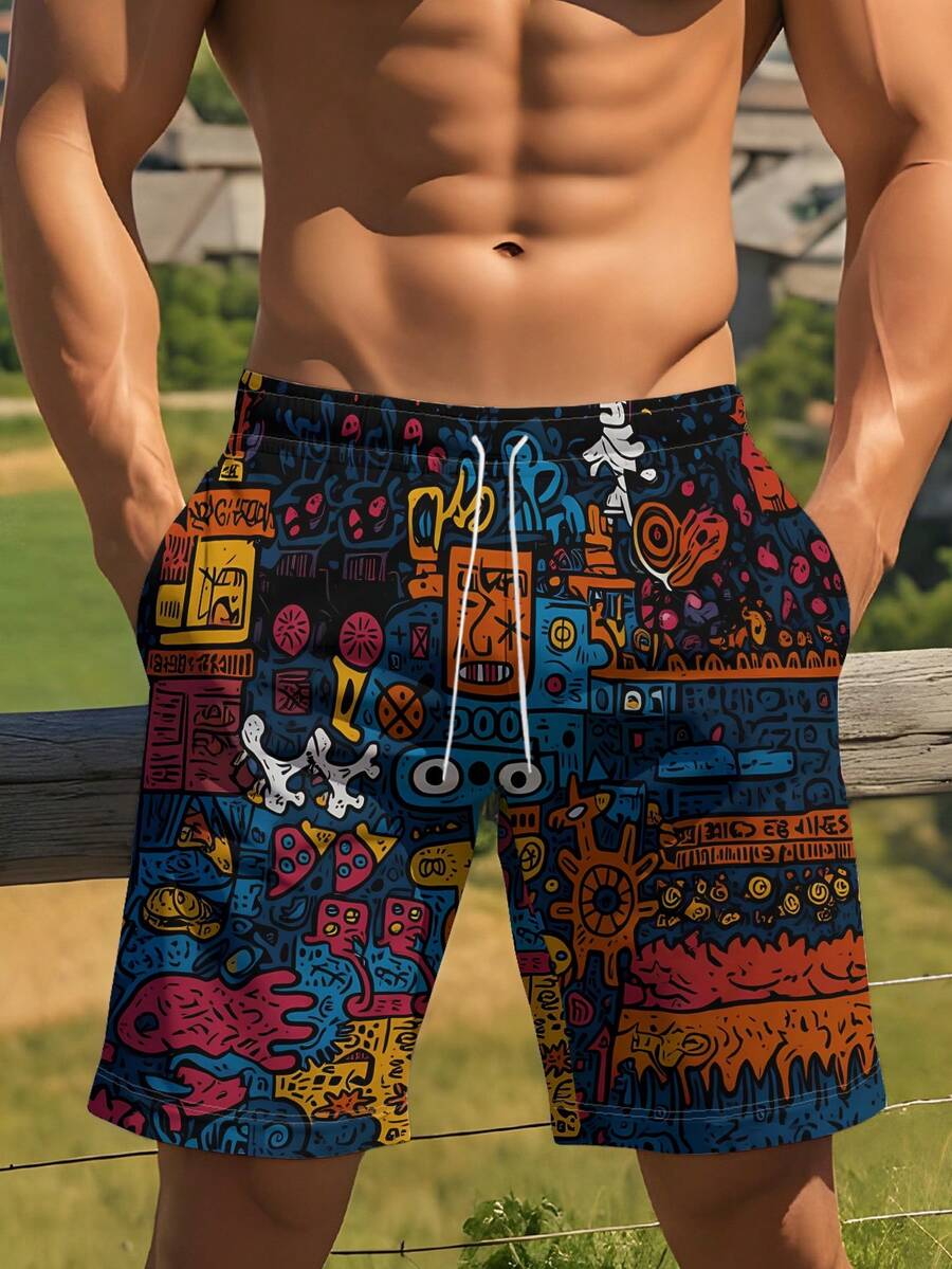 Mens Beach Shorts 3D Digital P – Swim Trunk Quick Dry recenzja i cena