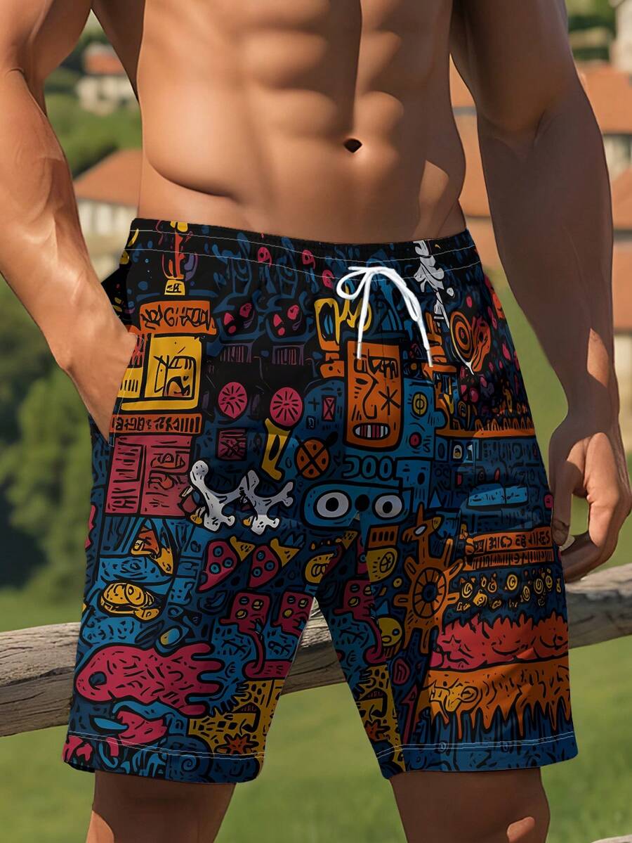 Mens Beach Shorts 3D Digital P – Swim Trunk Quick Dry recenzja i cena