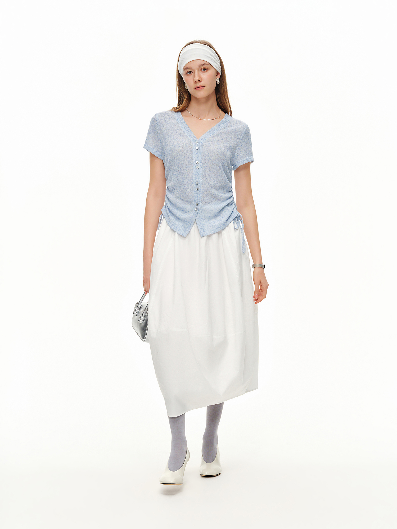 DUSHU Lightweight V-neck Linen – Short Linen Drawstring recenzja i cena