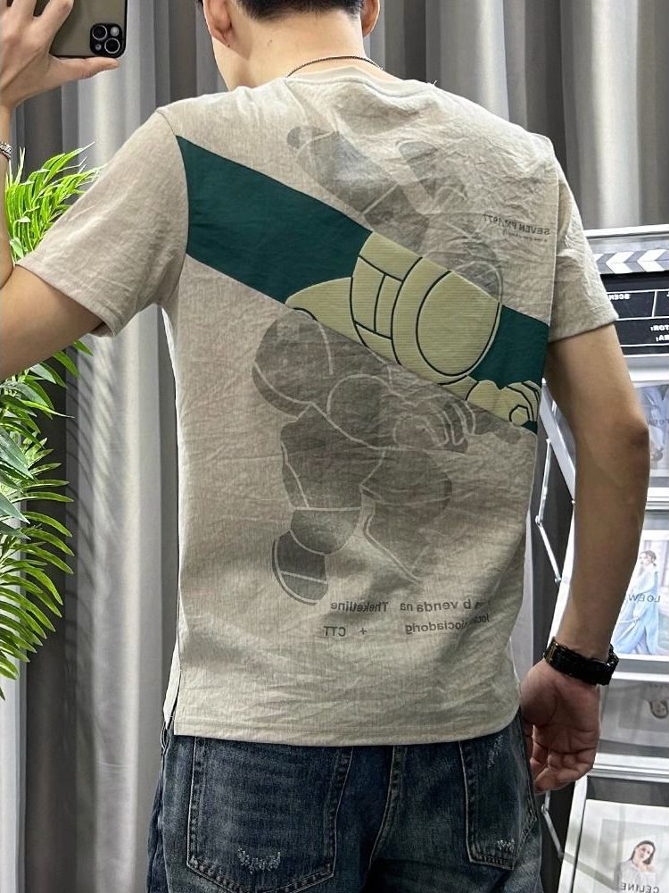 Male Tees Shirts White Linen T – Short Linen Drawstring recenzja i cena