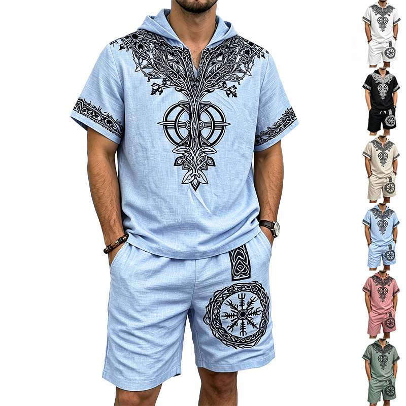 Men Linen Look Viking Tree Pri – Short Linen Drawstring recenzja i cena