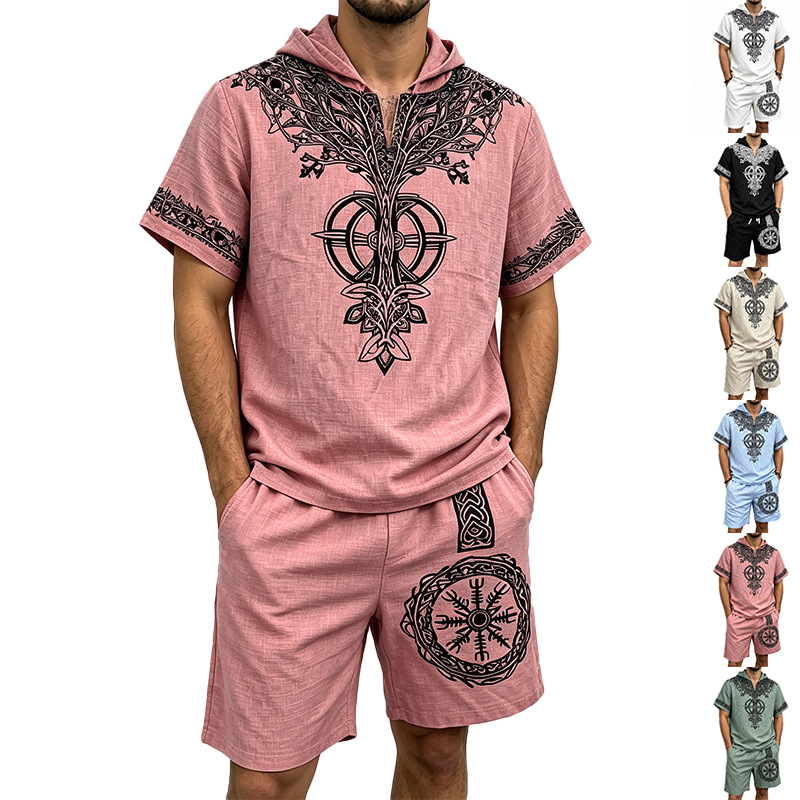 Men Linen Look Viking Tree Pri – Short Linen Drawstring recenzja i cena
