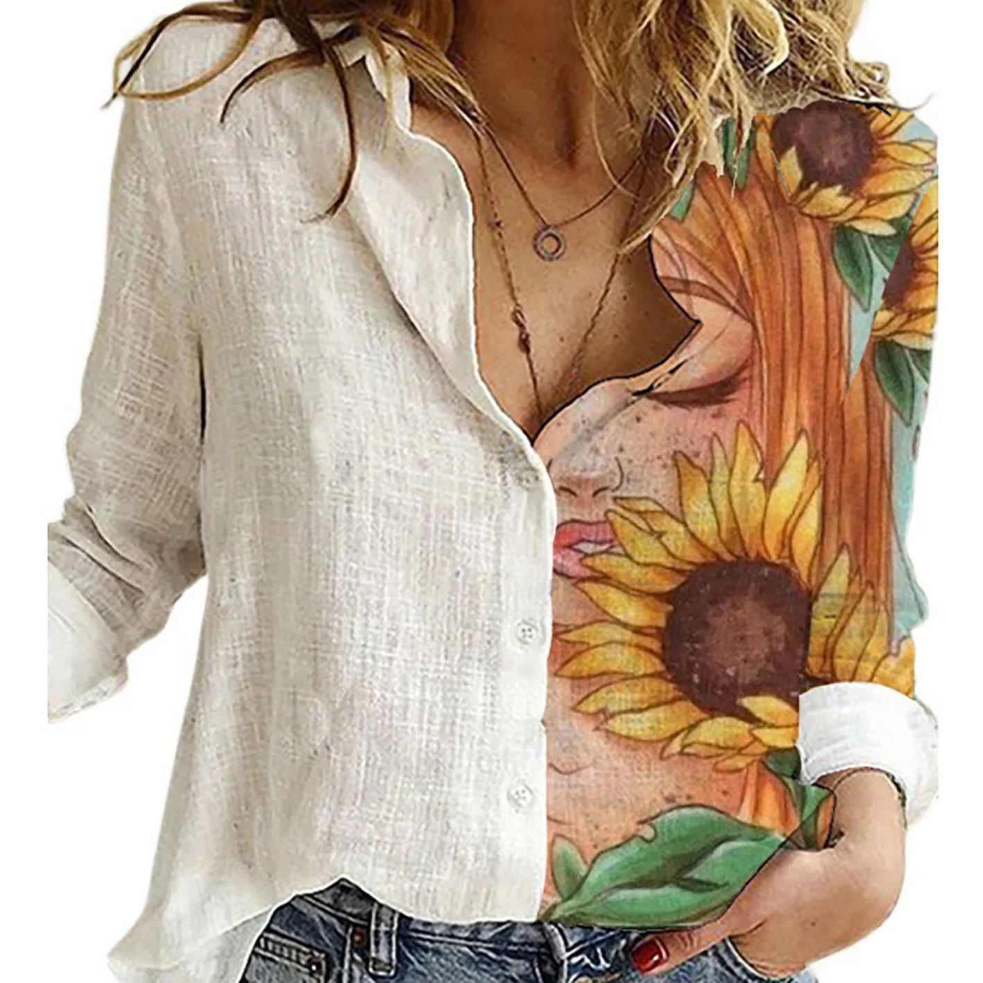 Women Spring And Autumn Long S – Shirt Camp Collar recenzja i cena