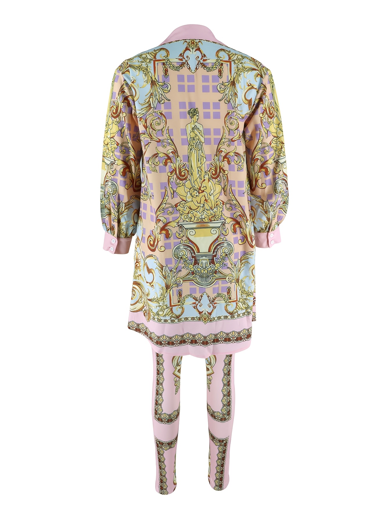 Women 2 Piece Set Ornate Print – Shirt Camp Collar recenzja i cena