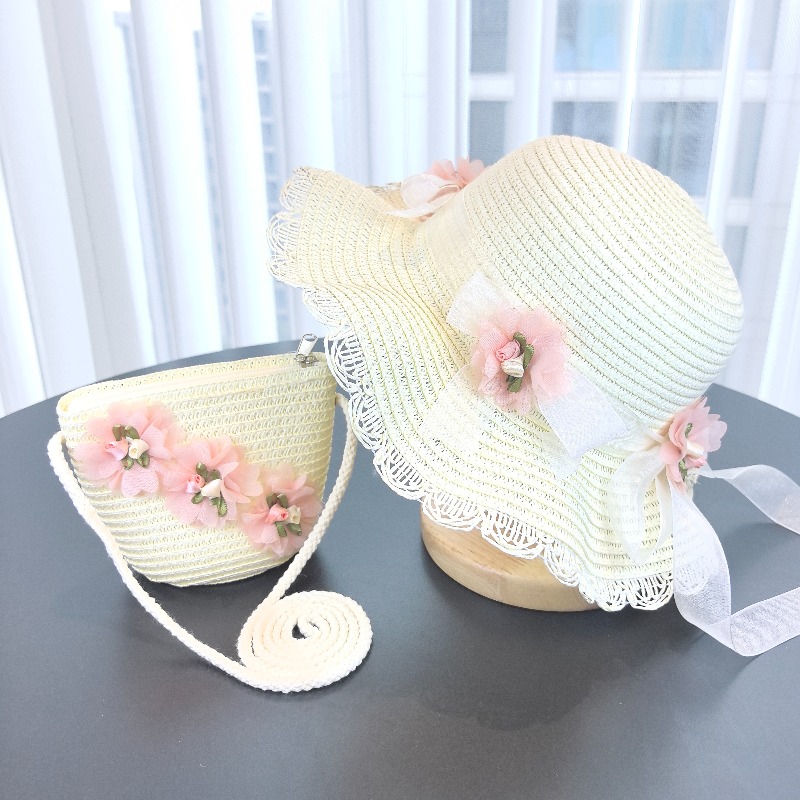 Girls 2pcs Straw Hat Solid Col – Bucket Hat Straw recenzja i cena