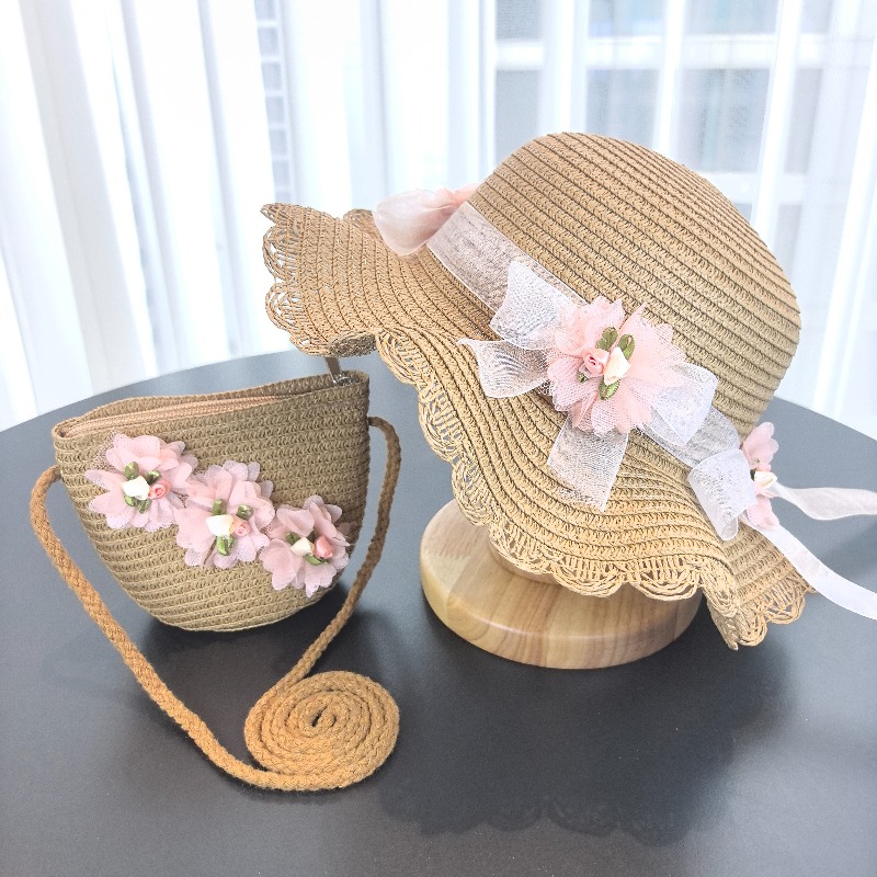 Girls 2pcs Straw Hat Solid Col – Bucket Hat Straw recenzja i cena